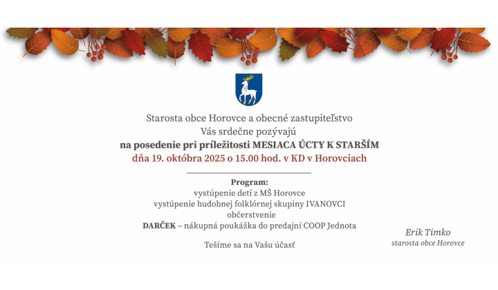 Fotka pre článok   OZNAM   -     Posedenie pri príležitosti Mesiaca úcty k starším