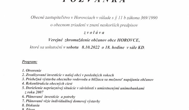 Aktuality / Verejné zhromaždenie občanov - 8.10.2022 - foto