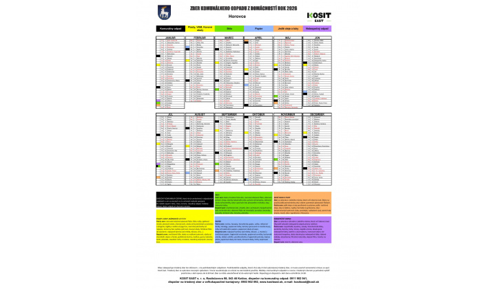 Fotka pre článok Harmonogram vývozu TKO na rok 2026