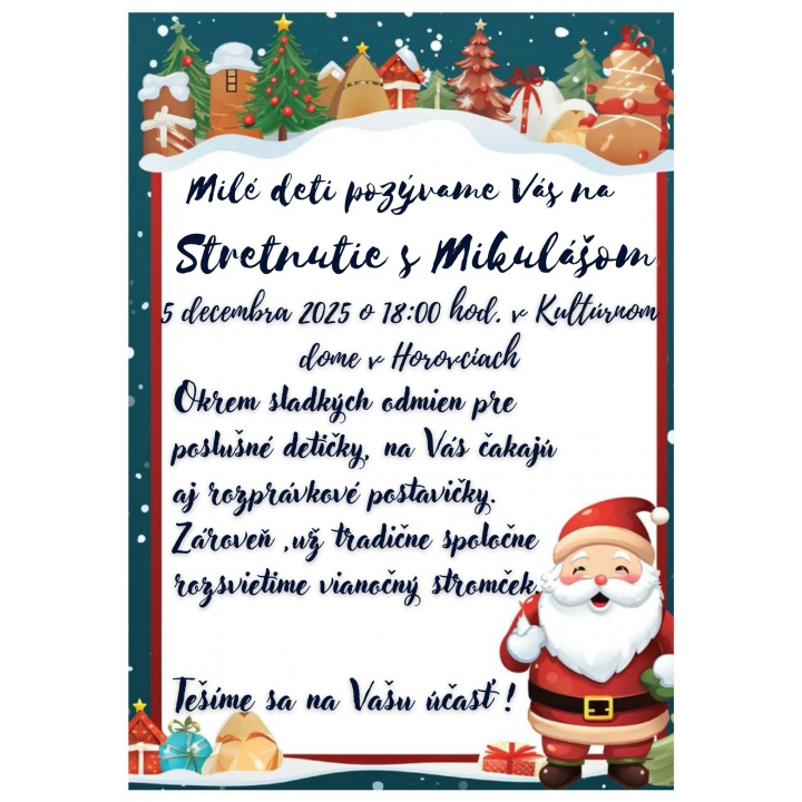 Menšia fotka pre článok Stretnutie s Mikulášom pre deti - oznam