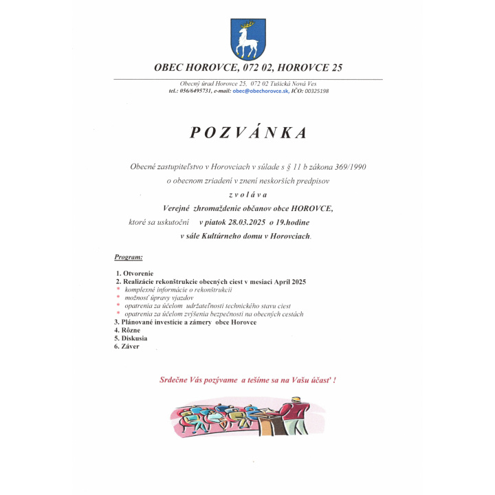 Menšia fotka pre článok Verejne zhromaždenie občanov - pozvánka