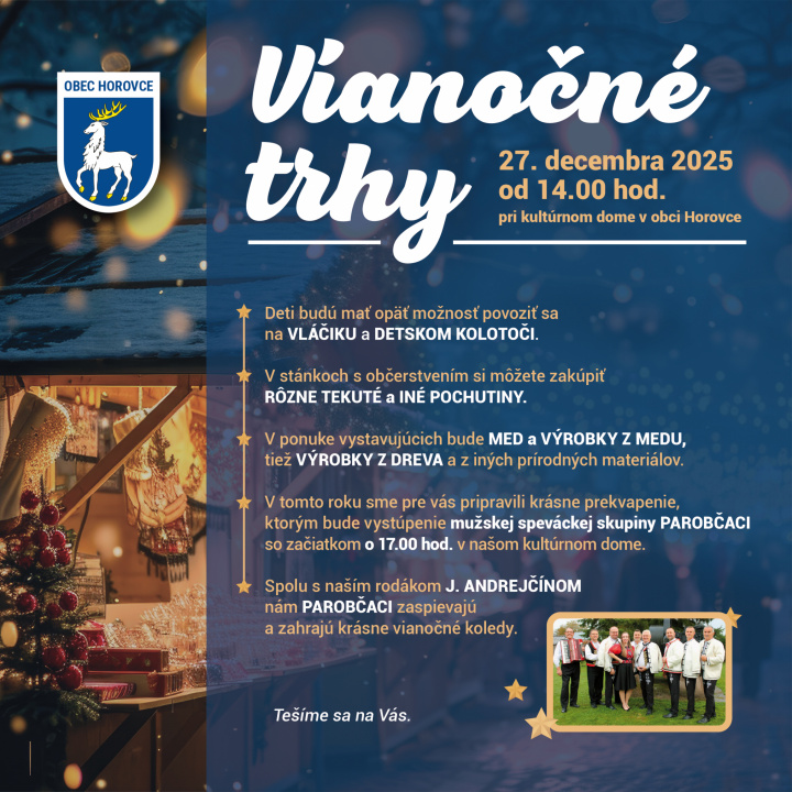 Menšia fotka pre článok Vianočné trhy   27.12.2025  - OZNAM !